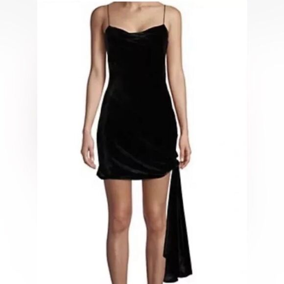 Cinq A Sept Ryder Velvet Mini Black Dress Tassle Backless Size 8 - Picture 7 of 13